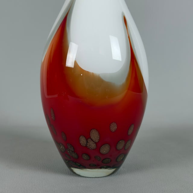 Glass Murano Glass Vase in White and Red, 1970s For Sale - Image 7 of 11