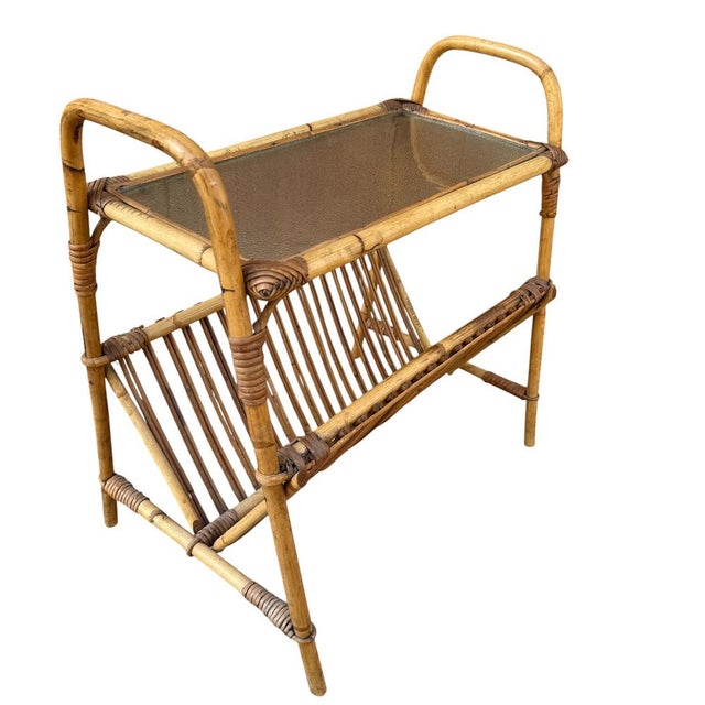 Italian Rattan Side Table, 1950s For Sale - Image 14 of 14