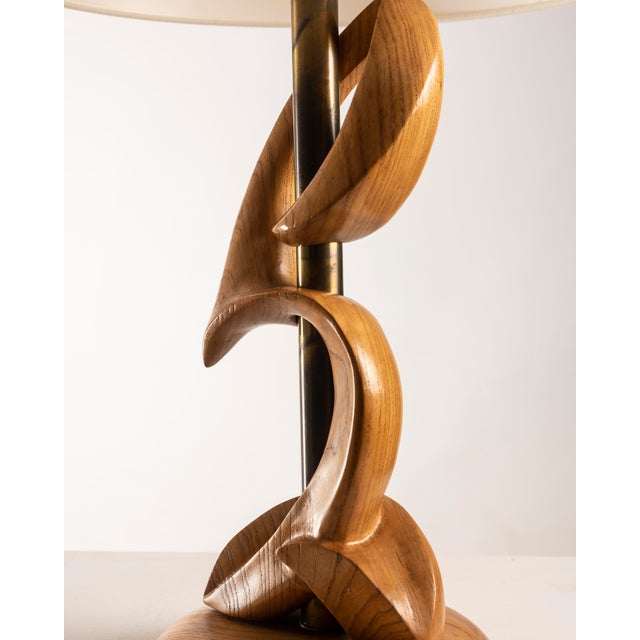 Metal Sculptural Wooden Table Lamp by Philip Heifetz For Sale - Image 7 of 11