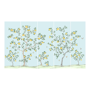 Lemon Tree Light Blue Wallpaper Mural - 5 Panels