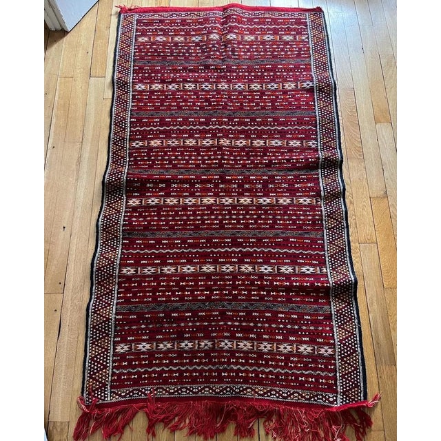 Mid-Century Modern Vintage Temple Kilim Rug For Sale - Image 3 of 5