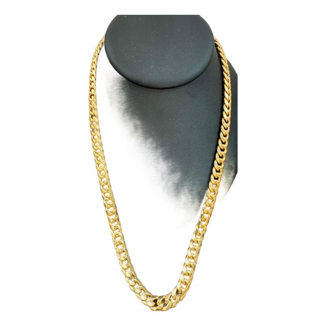 Vintage 14 Karat Yellow Gold 54.7 Gm Miami Cuban Link Italian Chain Unisex, 24" For Sale