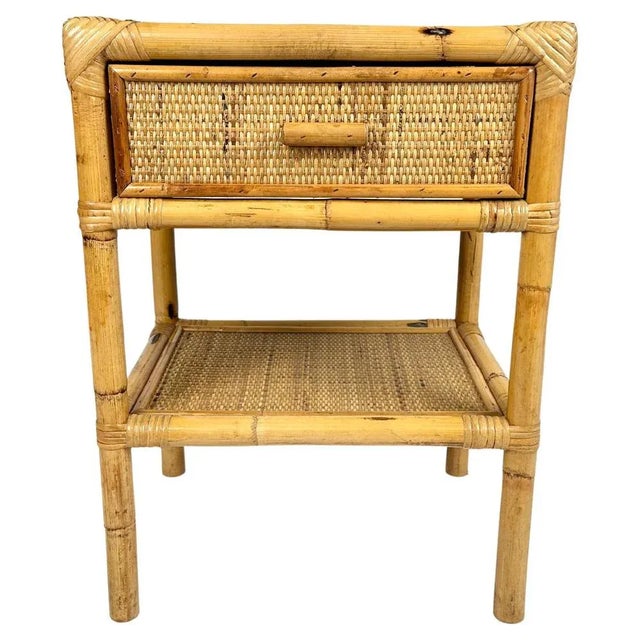 Mid-Century Italian Bedside Table in Bamboo and Rattan, 1970s For Sale - Image 4 of 11