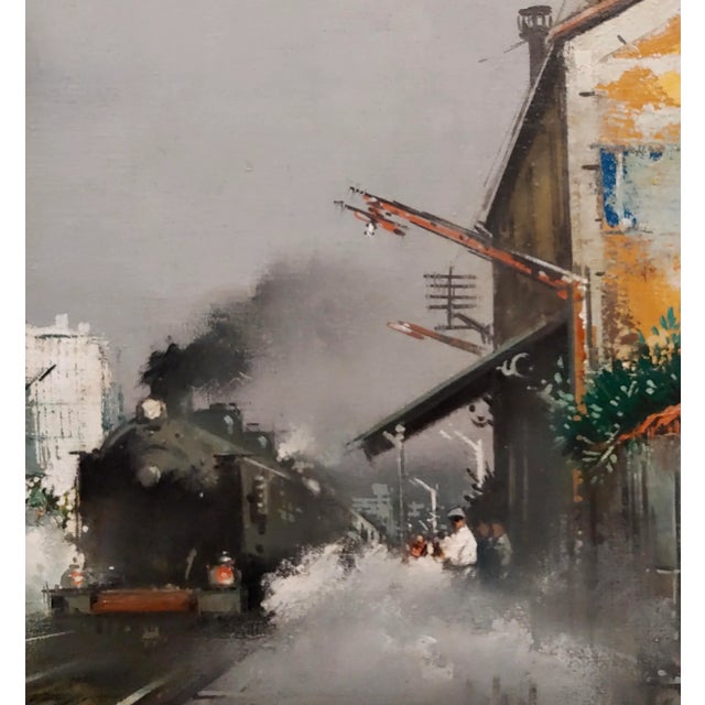 French Gabriel Marc Ferro -Hazy Shade of Winter at a French Railroad Station-Oil Painting For Sale - Image 3 of 11