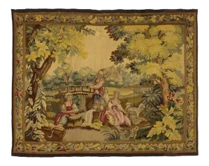 Antique French Rococo Tapestry Inspired by Francois Boucher - 5'2" X 6'4"