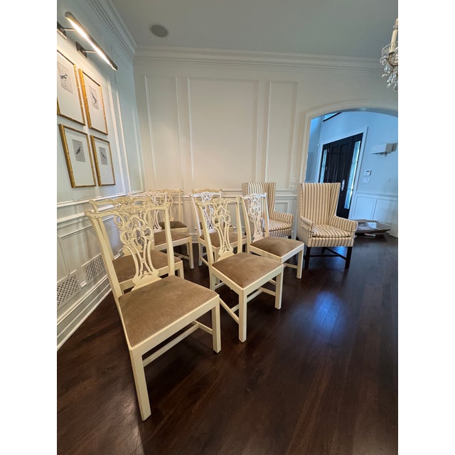 Chippendale Dining Chairs With Coordinating Host Chairs by Hickory Chair Set of 8 Side Chairs, 2 Host Chairs. For Sale - Image 14 of 17