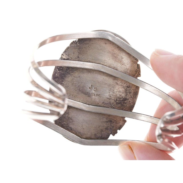 Green James Shay Navajo Sterling Chrysocolla cuff bracelet For Sale - Image 8 of 10