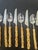 6 of each, fork, teaspoons, soup spoons and knives. Real bamboo handles with stainless. Great condition.