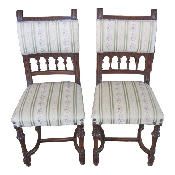 Antique French Dining Chairs in Walnut, Set of 6 For Sale