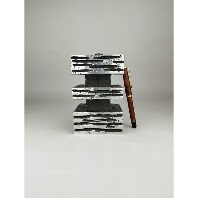 Metal Brutalist Aluminum Candlestick, 1970 For Sale - Image 7 of 13