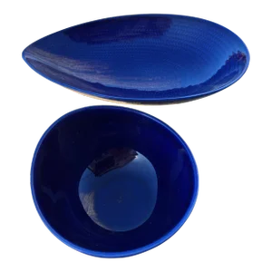 1960's Hertha Bengtson Rorstrand Blue Fire Bowls- Set of 2