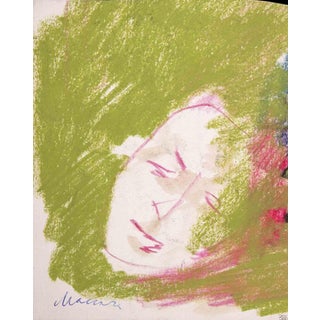 Mino Maccari, Face, 1980, Pastel Drawing on Paper For Sale