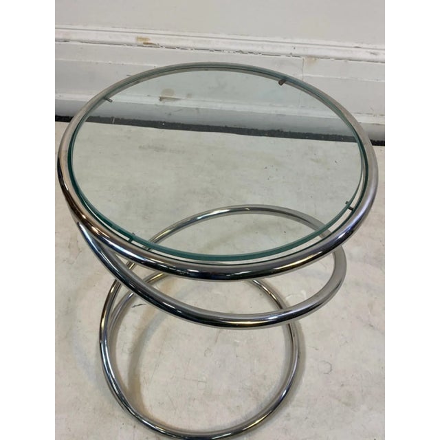 1970s 1970s Pace Modernist Chrome Spiral Tables - A Pair For Sale - Image 5 of 8