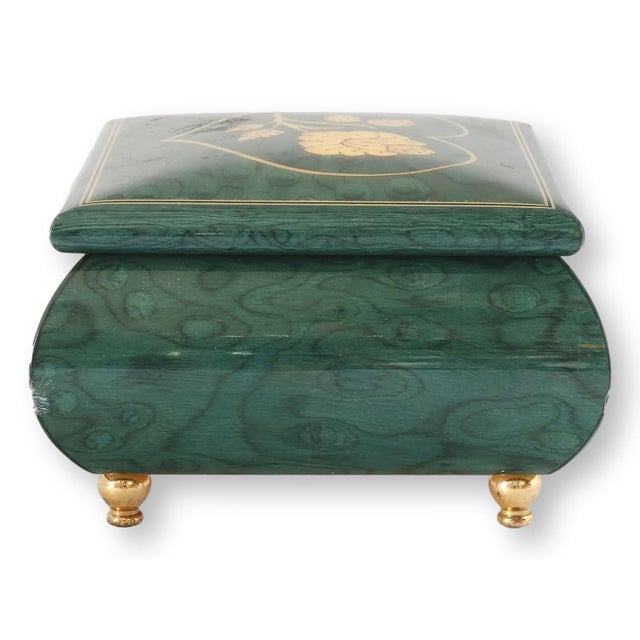 Green Italian Inlaid Music Box "Unchained Melody" For Sale - Image 8 of 8
