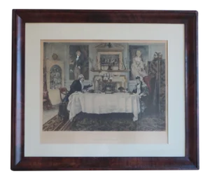 Walter Dendy Sadler 'Darby & Joan' at Dinner Table Hand Colored Etching
