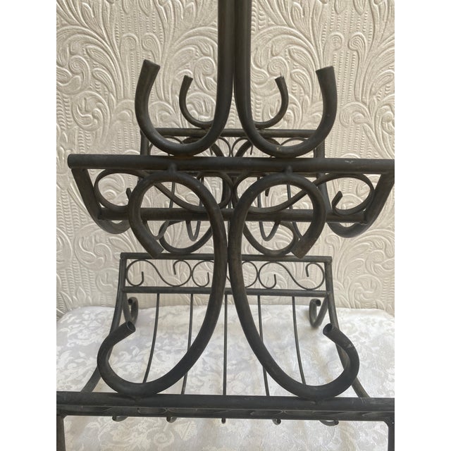 Mid-Century Modern 1960s Vintage Mid Century Black Iron Magazine Rack For Sale - Image 3 of 8
