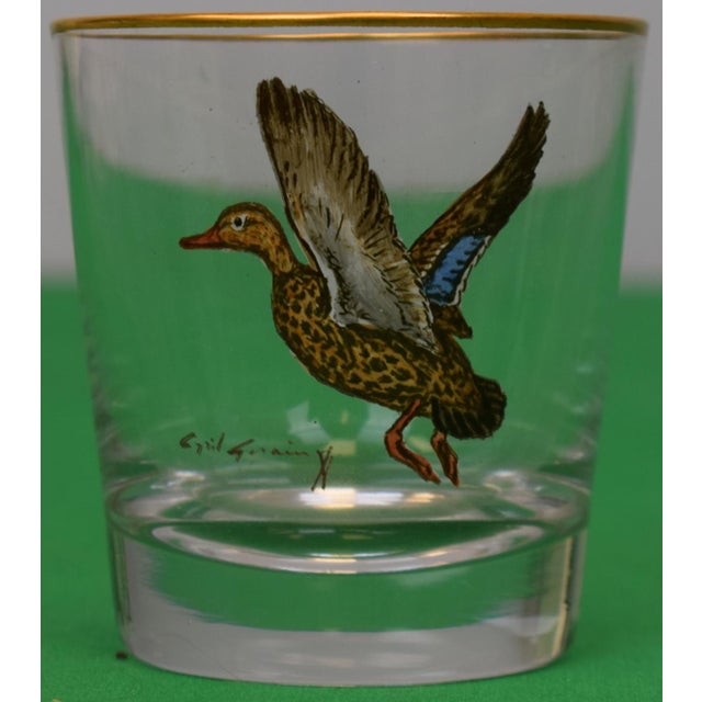 Glass Set X 6 Cyril Gorainoff Hand Painted Gamebird Old Fashioned Glasses For Sale - Image 7 of 8