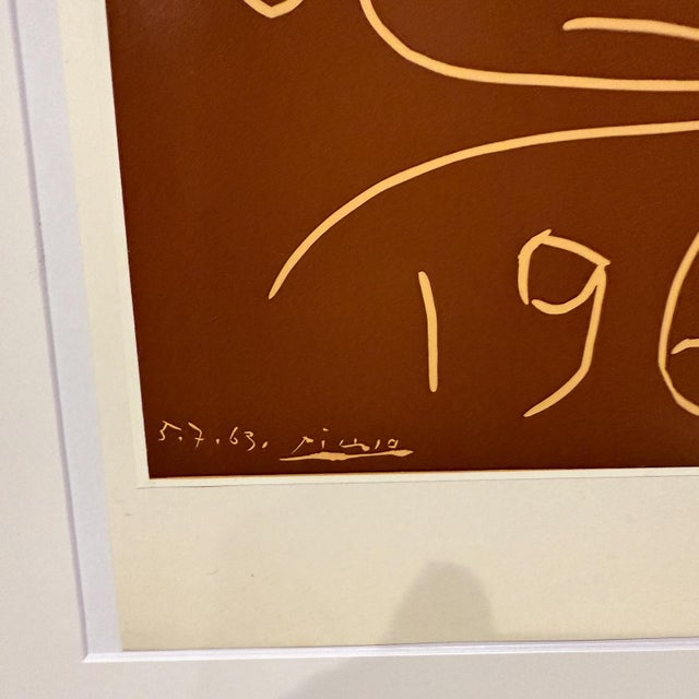 Mid-Century Modern 1963 Pablo Picasso Exposition Vallauris Poster Linocut For Sale - Image 3 of 8