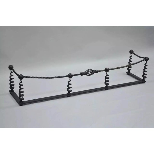 Black Antique Arts & Crafts Hand Wrought Iron Spiral Twist Fireplace Mantle Fender For Sale - Image 8 of 8