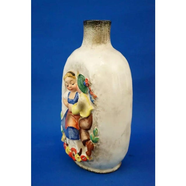 Art Deco Hummel Series Ceramic Bottle with Bas-Relief Decoration by Franz Goebel, Germany, 1920s For Sale - Image 3 of 18