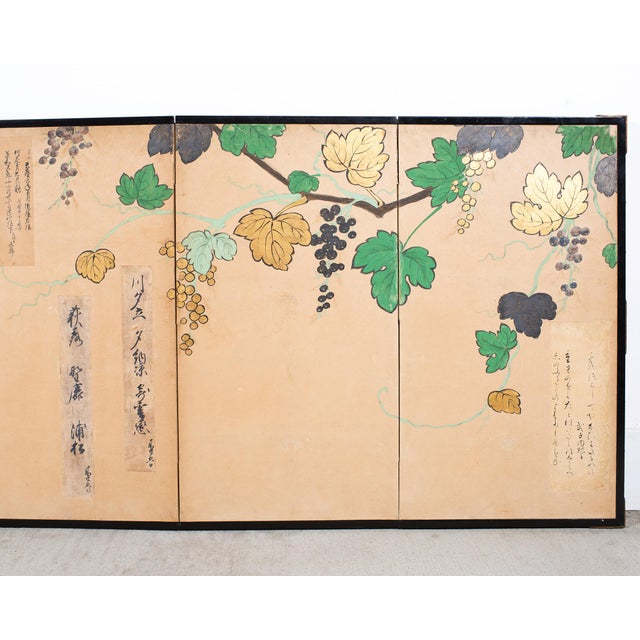 Mid 20th Century Japanese Harimaze Six Panel Screen Applied Edo Tanzaku Poems For Sale - Image 5 of 18