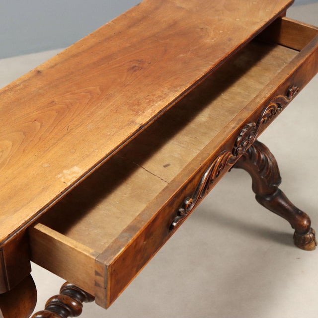 Small Antique Italian Side Table in Carved Walnut For Sale - Image 5 of 12