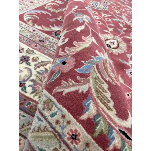 Rose Fine Hand Knotted Persian Kashan Rug For Sale - Image 8 of 13