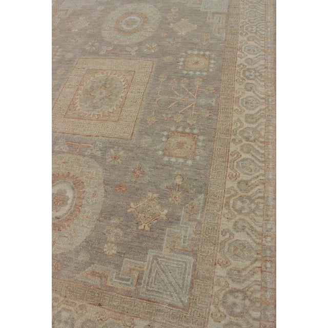 Fine Khotan Design Rug With Samarkand Design in Muted Tones For Sale - Image 9 of 12