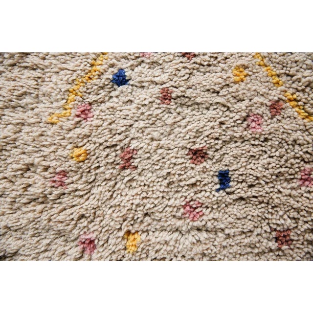 Berber Tribes of Morocco Beige Handmade Moroccan Wool Rug With Multicolor Confetti Polka Dots 8x10 Ft For Sale - Image 4 of 12