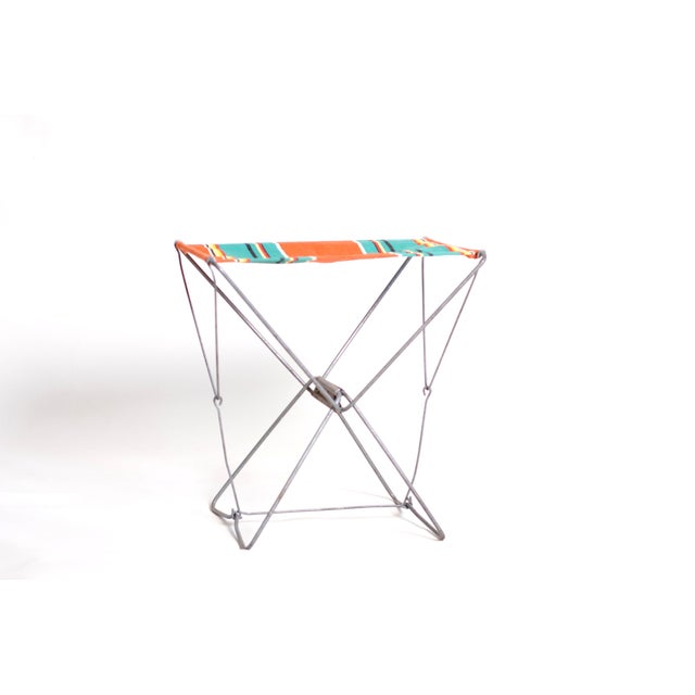 Rustic Mid-Century Modern French Camping Folding Stool, 1960s For Sale - Image 3 of 9