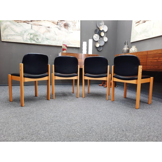 Wood Mid-Century Beechwood and Leather Chairs from Wilde + Spieth, 1970s, Set of 4 For Sale - Image 7 of 15