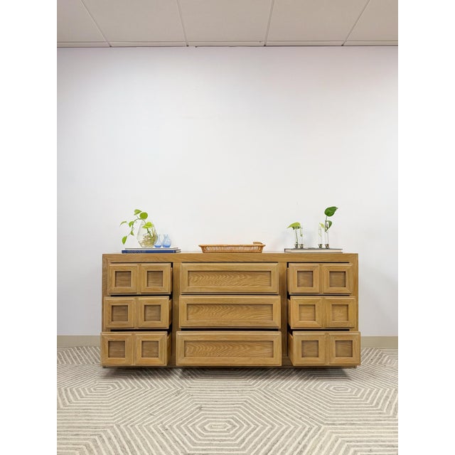 Mid 20th Century Thomasville Blonde Oak 9-Drawer Dresser Vintage Bedroom Storage For Sale - Image 14 of 15