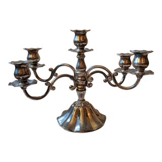 Four Branch Silver Plated Candelabra For Sale