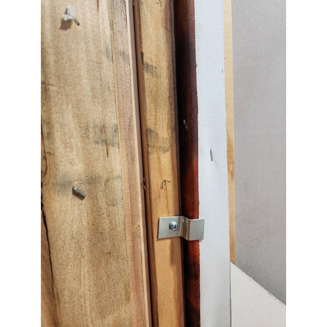 Large Signed Contemporary Figurative Acrylic Painting in Ornate Wood Frame For Sale - Image 12 of 14