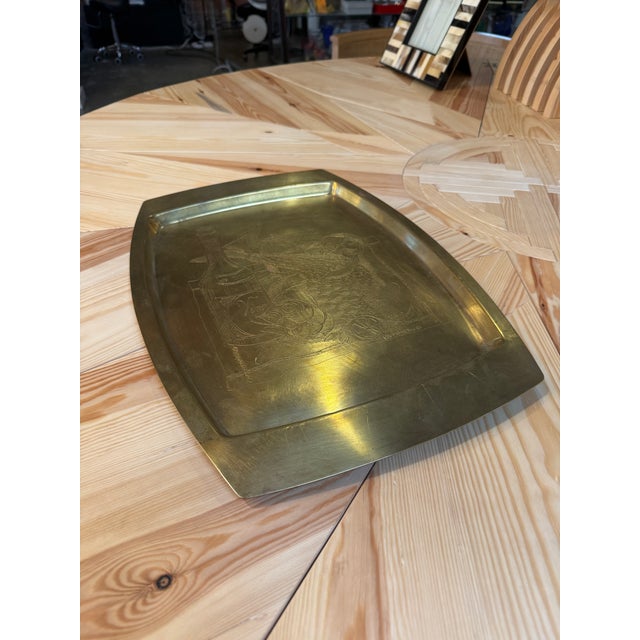 Remo Bombarieri Engraved Brass Tray For Sale - Image 9 of 10