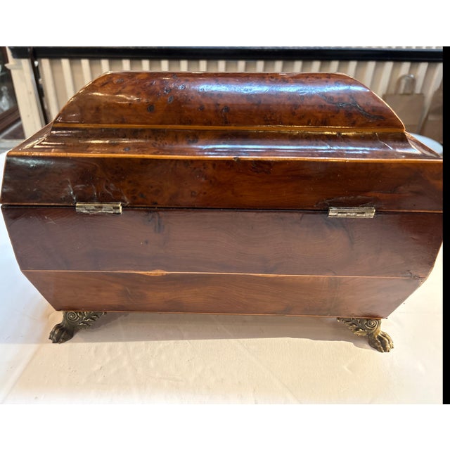 English Regency Period Amboyna Wood Tea Caddy For Sale - Image 4 of 10