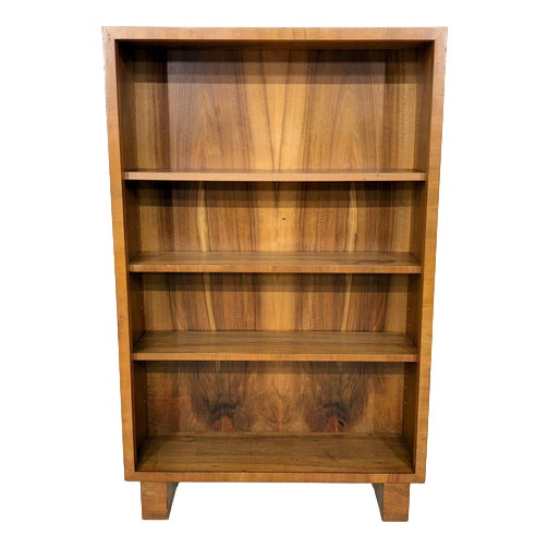 Art Deco Walnut Shelf Bookcase with Compartments, 1928 For Sale