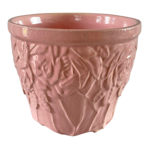 Vintage McCoy Art Pottery Jardiniere Flower Pot with Pink Floral Roses