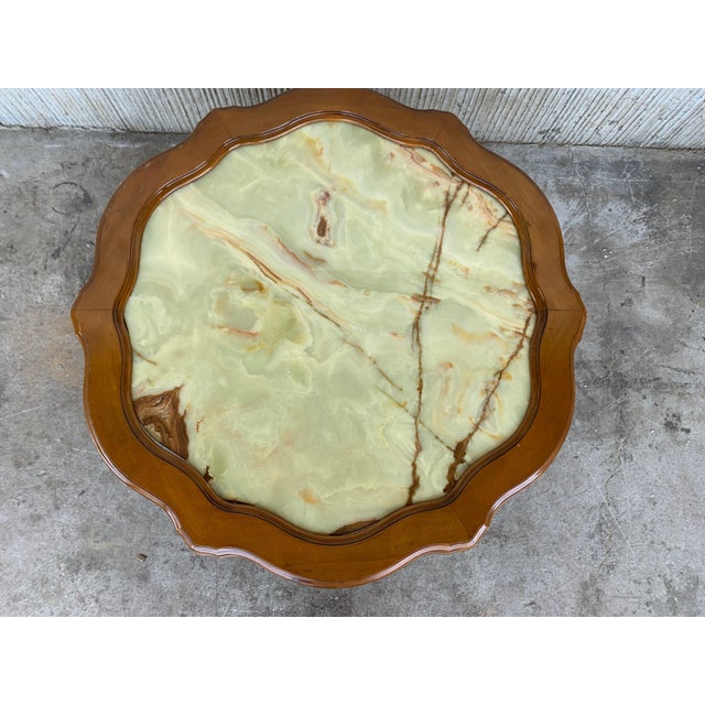 19th Green Onyx Fleur Form Top with Oak Legs Coffee Table For Sale - Image 11 of 18