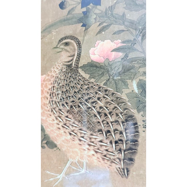 Late 20th Century Tosa Mitsuoki Quail and Autumn Flowers Color Lithograph Japanese Edo Period Reproduction For Sale - Image 9 of 12