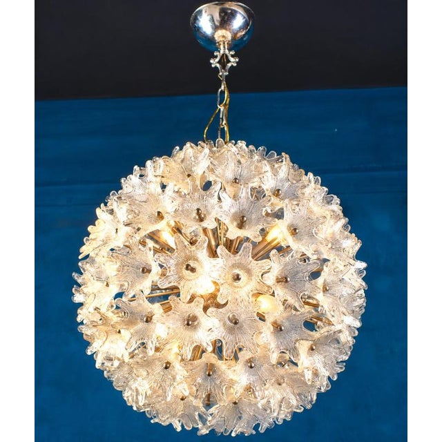 Vintage Murano Glass Flower Sputnik Pendant Lights from Venini, Italy, 1960s, Set of 2 For Sale - Image 11 of 12