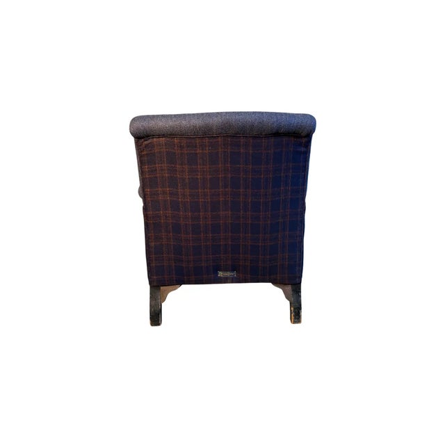 Set of Blue Wool Armchairs For Sale - Image 4 of 6