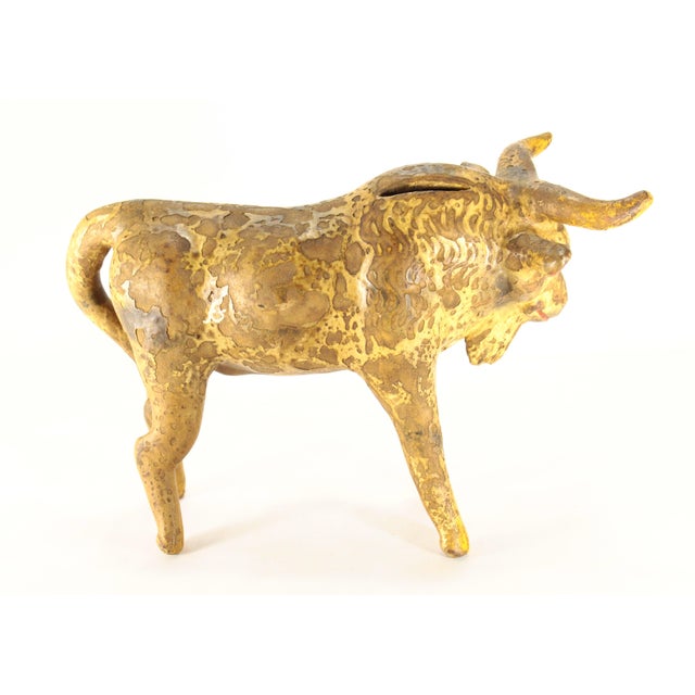 Early 20th C. Earthenware Pottery Bull Figurine Coin Bank, Mexico For Sale - Image 10 of 18