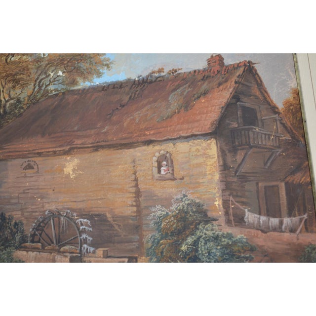 French School From the Beginning of the 19th Century "Pastoral in a Landscape at the Mill" Gouache For Sale - Image 10 of 12