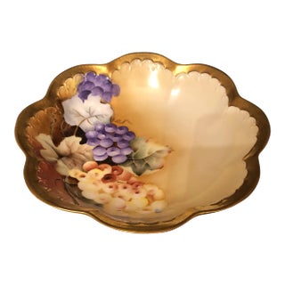Jean Pouyat Limoges Scalloped Bowl With Grapes For Sale