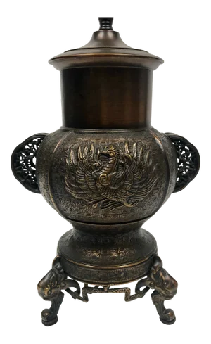 Asian Inspired Brass Table Lamp