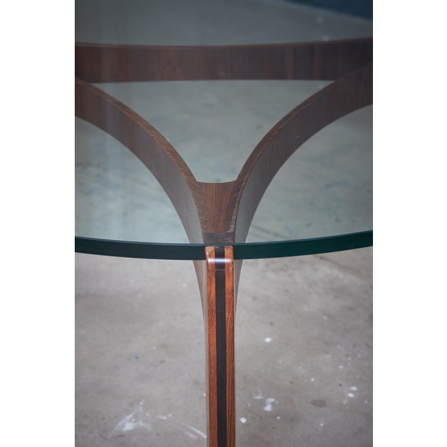 Christian Linneberg Round Rosewood Coffee Table with Glass Top by Sven Ellekaer for Christian Linneberg, 1960s For Sale - Image 4 of 9