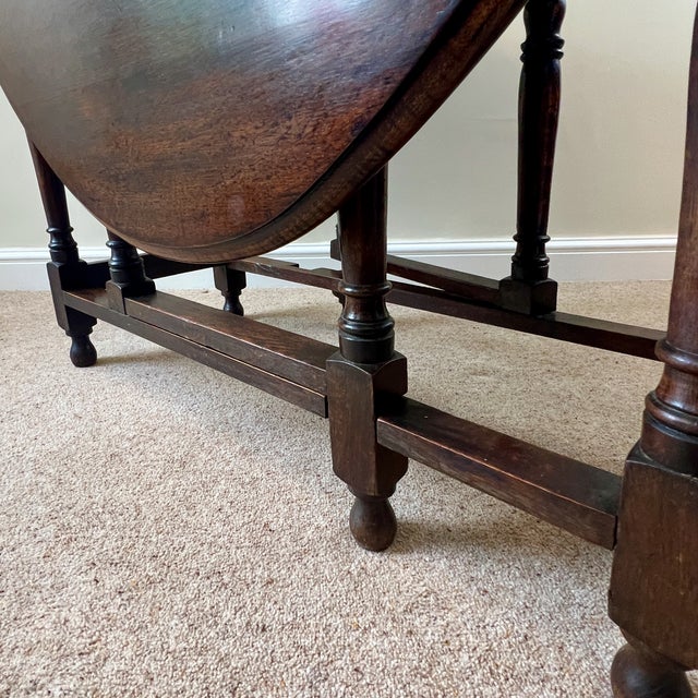 Antique English Jacobean Revival Oak Gateleg Drop Leaf Table, 1900-1920 For Sale - Image 18 of 18
