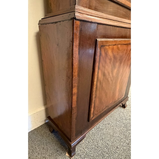 19th Century English Mahogany Inlaid Wide-Body Tall Case Clock With Hand-Painted Dial, Circa 1860–1870 For Sale - Image 4 of 17