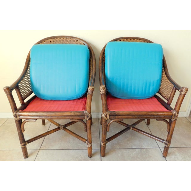 Pair McGuire Rattan and Cane Chairs For Sale - Image 12 of 14